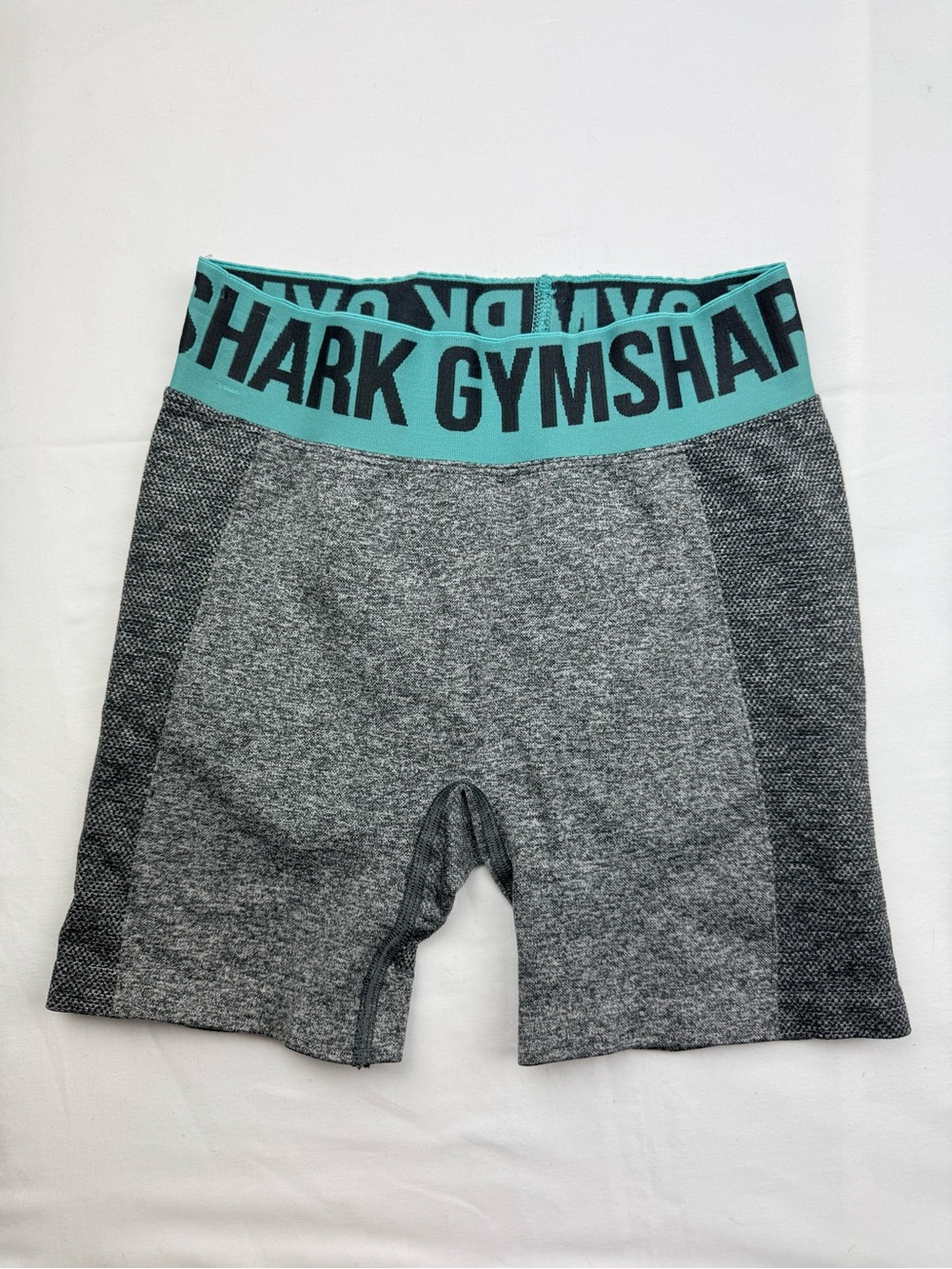 Gymshark Seamless Grey‎ Workout Shorts with Teal Waistband